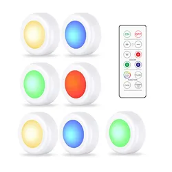 Pode ser escurecido rgb 16 cor luzes led cozinha lâmpada sensor de toque guarda-roupa/armário/armário luz da noite puck luz com controle remoto