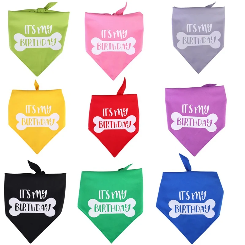 Birthday Triangle Scarf  Pet Dog Bandana Cotton Puppy Bibs Adjustable Dog Cat Scarf Washable Pet Neckerchief  It\'s My Birthday