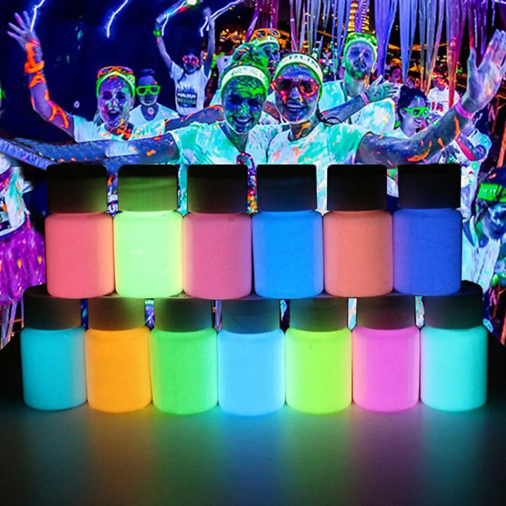 Wysoki połysk wielokolorowy Luminou farba wodoodporny, długi czas fluorescencyjny płyn Luminou proszek Luminou farba na bazie wody DIY Craft