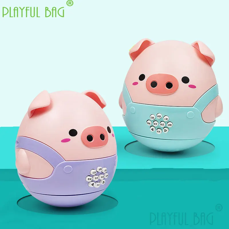 Children's early education puzzle soft ear pig tumbler multifunctional learning machine cartoon music story machine toy vd16