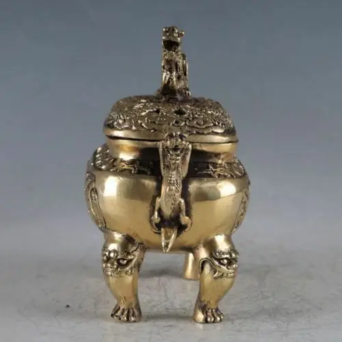 Chinese Rare Brass Dragon Incense Burner Made During The Daming Xuande