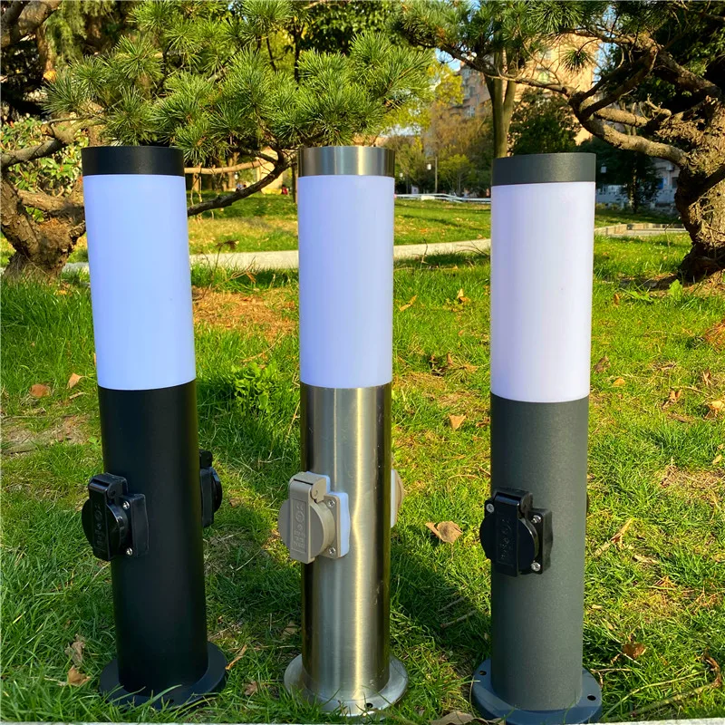 Outdoor Garden Floor Light EU Socket 3680W Energy Column E27 Base Yard Lamp Lawn Lamp For Garden Décor Mower Electrical Outlet