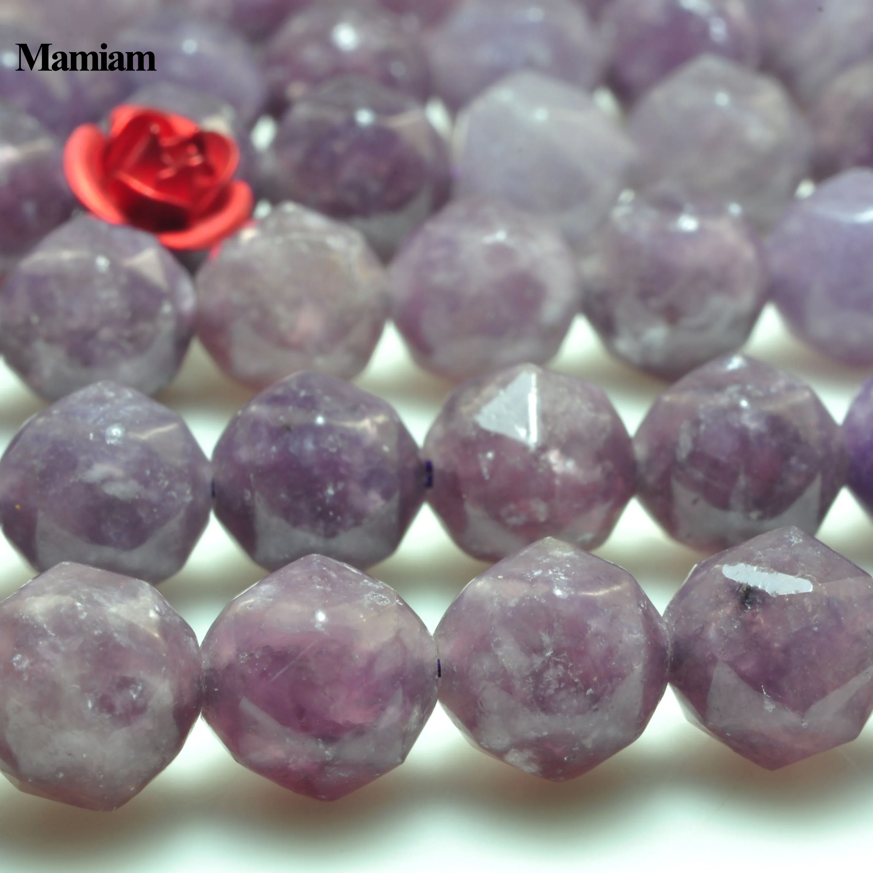 

Mamiam Natural Purple Lepidolite Diamond Faceted Round Bead 8mm Loose Stone Diy Bracelet Necklace Jewelry Making Gemstone Design