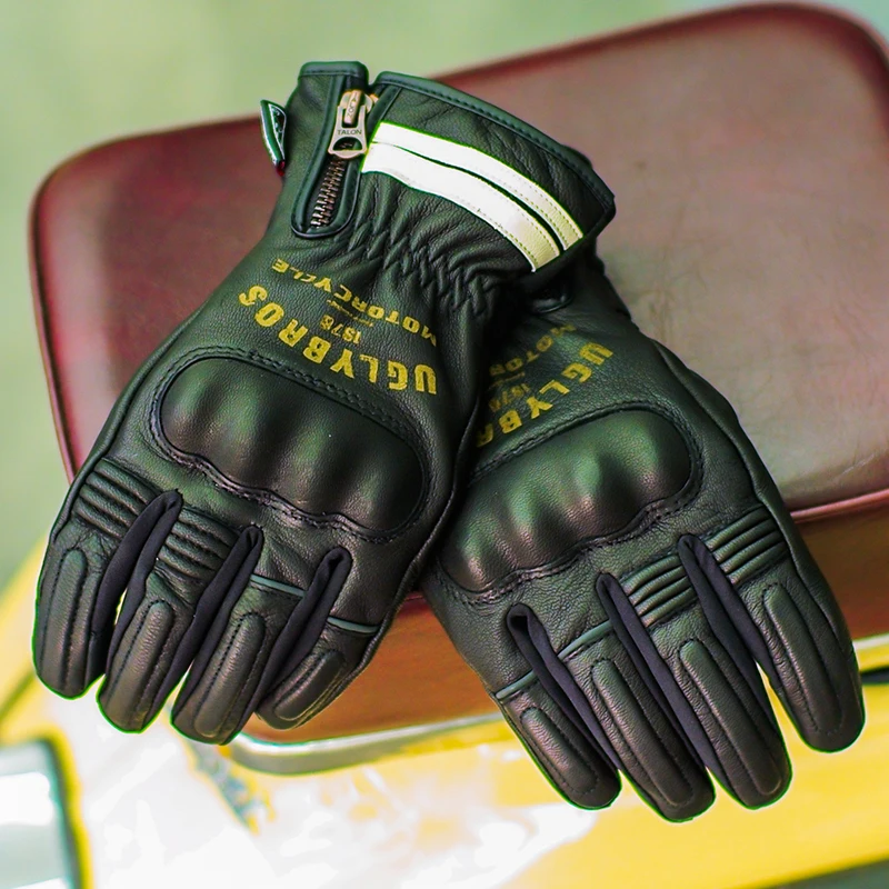 Uglybros Winter Warm waterproof Motorcycle Gloves Genuine Leather Scooter Motocross Gloves Touch screen 3 Color Size: S-3xL