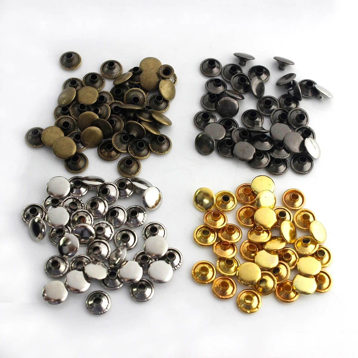 100sets Metal Single Cap Rivets Studs 12mm~15mm Round Rivet for DIY Leather Craft Bag Belt Garments Hat Shoes Pet Collar Decor