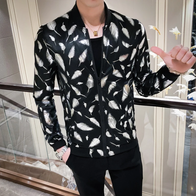 

2020 Summer Man Chaqueta Hombre Feather Print Sunscreen Night Clothes Hairstyle Division Jacket Sociology Coat