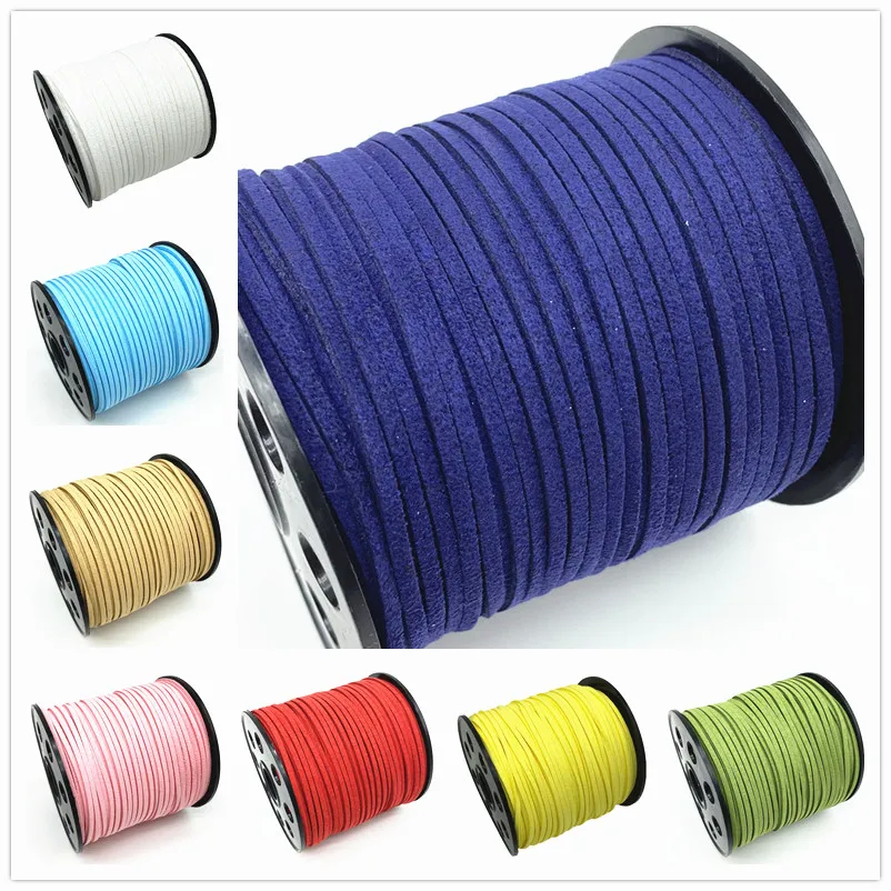 5yards 3mm Flat Faux Suede Braided Cord Korean Velvet Leather Handmade Thread String Rope For DIY Jewelry Making Supplies #Ro