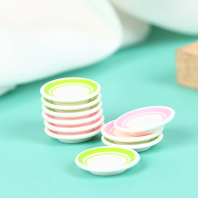 2/5Pcs Cute Mini Food Dishes Tableware Miniature Doll House Accessories Kitchen Toys Colorful Dinner Plates Doll Durable