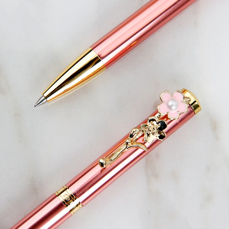 12PCS Pearl Ms. Business Pen Birthday Gift Fashion Metal Gel Pen Stationery Kawaii School Supplies