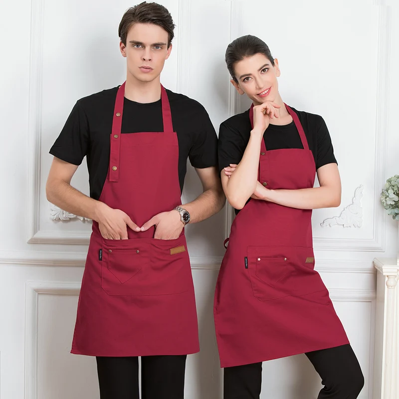 Tablier en sangle pour Chef de Restaurant cocina, vêtements de travail pour hommes et femmes, cantine, cuisine à domicile, uniformes de serveur, cou suspendu