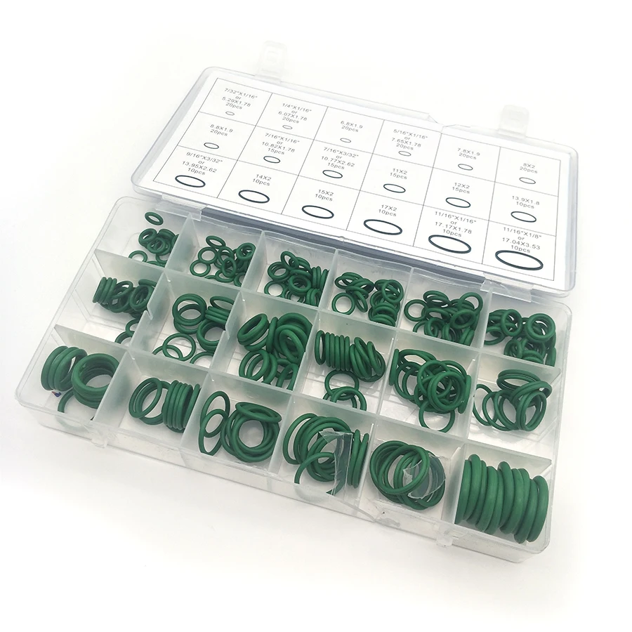 

Green 270pcs 18 Sizes Kits Car Air Conditioning A/C O Ring Seals Vehicle Tool 5-17mm