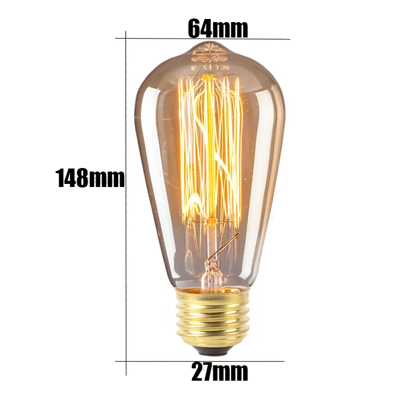 Lâmpada Retro Tungsten Edison, Lâmpada, Lâmpada de Filamento Vintage, Iluminação Decorativa, ST64, 60W, 110V, 220V, 3-12Pcs