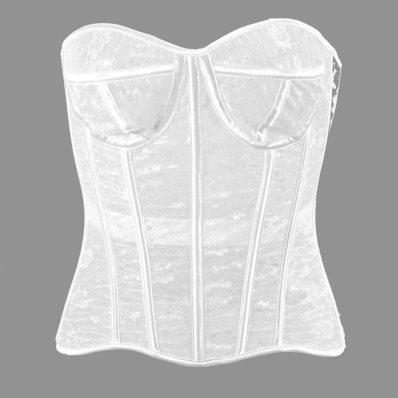 Beaushare Women Lace Strong Waist Trainer Sexy Mesh Overbust Corset Goth Vintage Slim Body Belts Streetwear See Through Corset