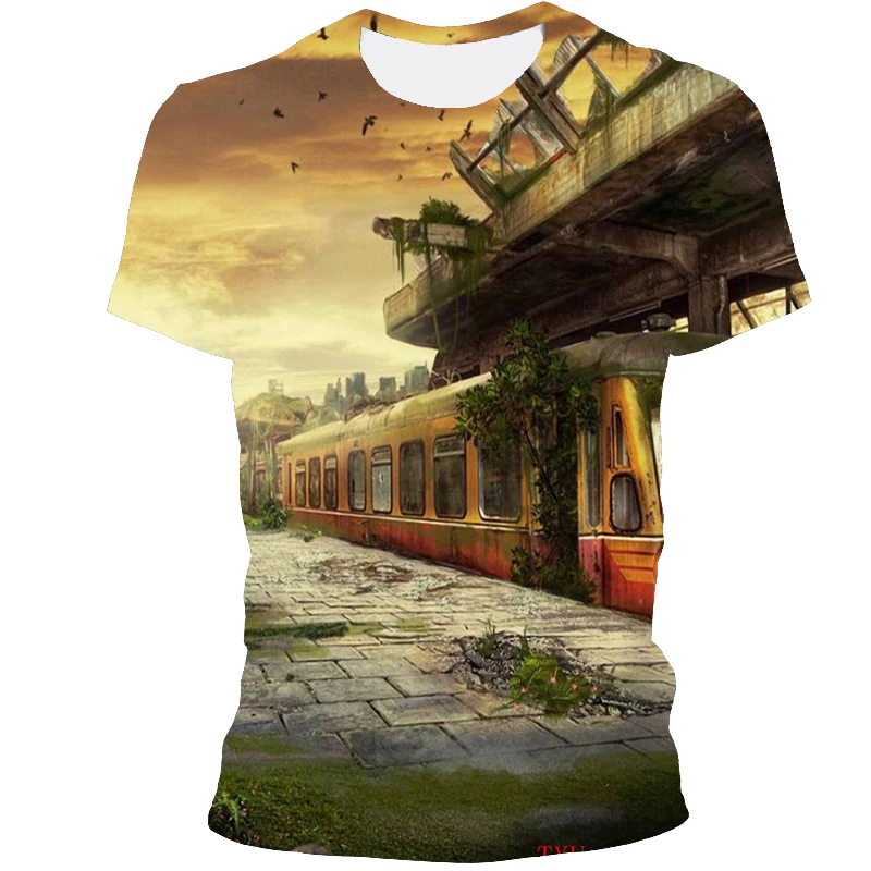 Summer Urban Style Print T-shirt 3D Fashion Natural Scenery Graphic t shirts New Hip Hop Street View Pattern t shirt For Men Top