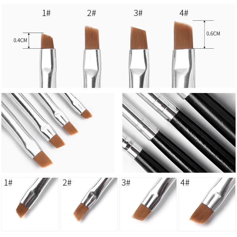 KADS 20Pcs/SET Nail Brush Gel Nail Brush Tilted Head 4 Sizes Available Brushes For Painting Good Quality Gel Brush Nail Brush