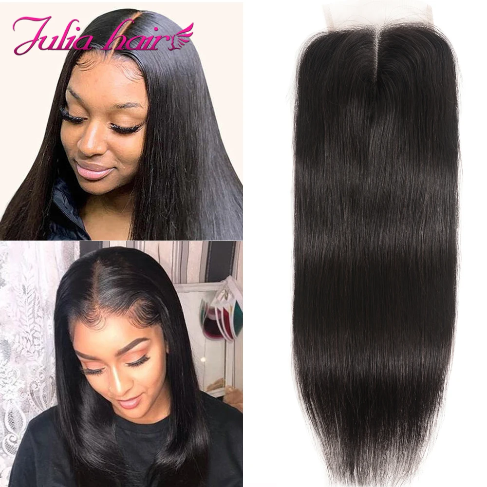 Brazilian Straight T Part Lace Closure Middle Part Natural Color Body Wave Lace Closure 14