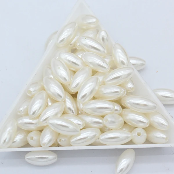 Avorio/Bianco 4x8mm 6x12mm 100 pezzi Perle ovali imitazione ABS Perline per creazione di gioielli Arti e mestieri Abbigliamento Cucito Perline per indumenti FAI DA TE