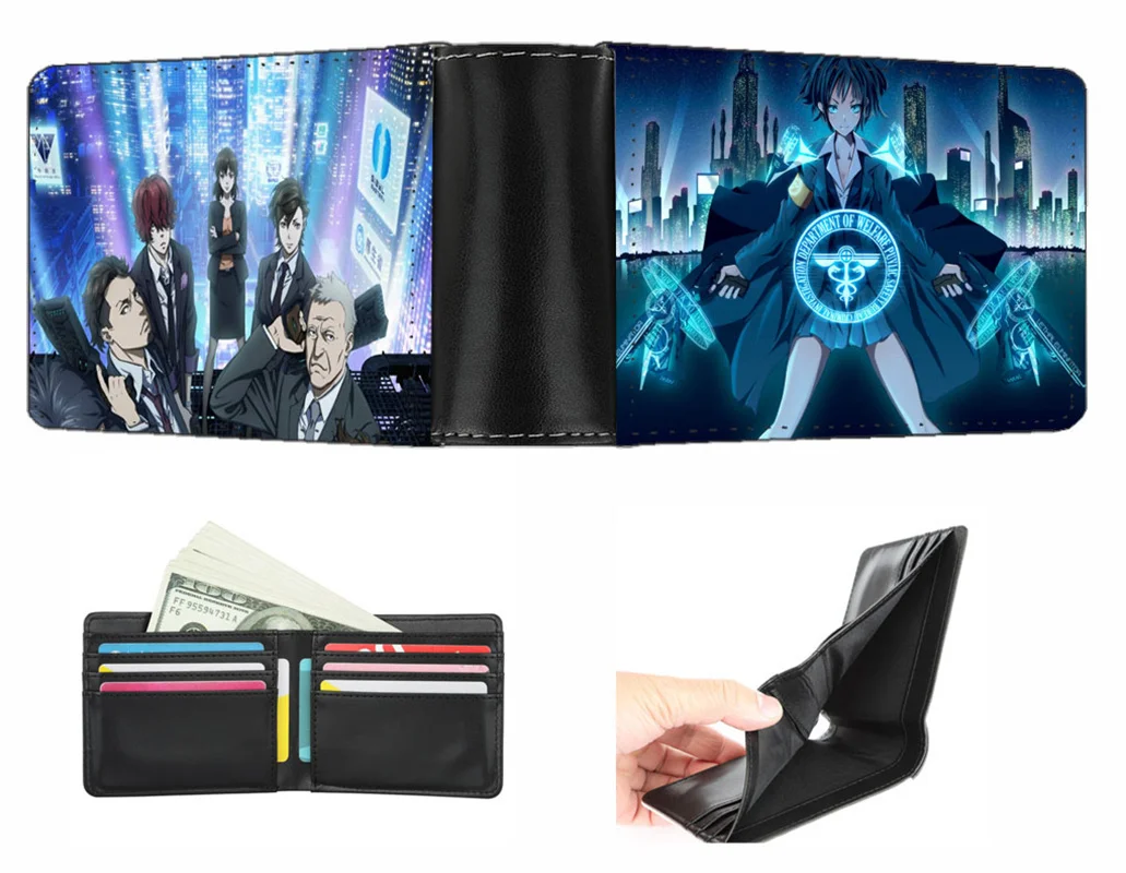 Boys Girls Coin wallet anime Psycho-Pass wallet Men women short wallet teenagers Card Holder PU Short Purse