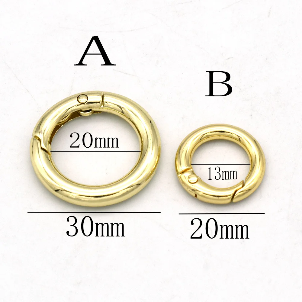 

20/30mm Round O Ring Gate Gold Spring Snap Hook Gate O Ring Metal Snap Clasp Webbing Hook Bag Clasp Spring Buckle for Bag -10pcs