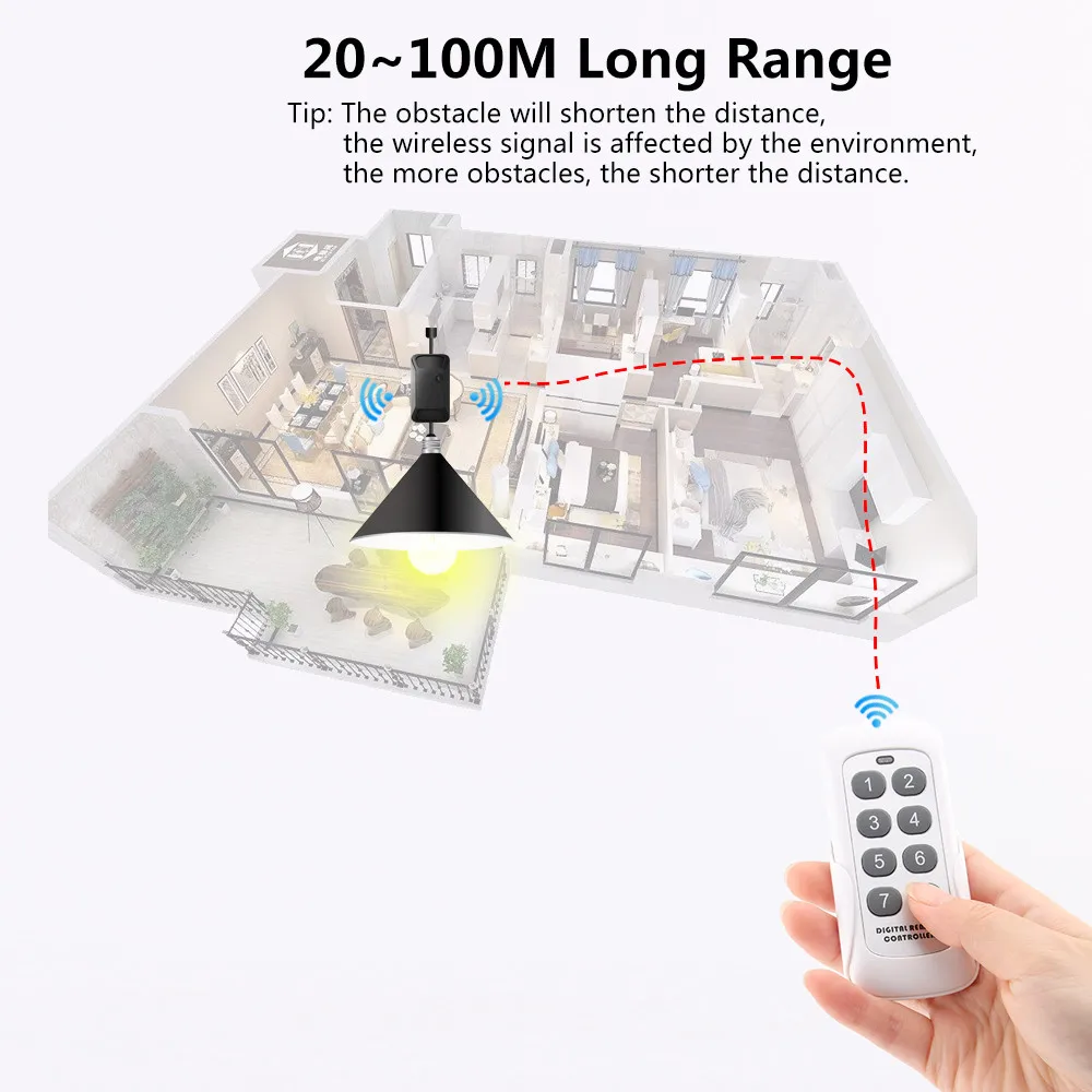 SMATRUL Smart Wireless Switch Light Electrical 433MHZ RF 8 Key Remote Control Relay Receiver Home Led Lamp ON/OFF 220V 110V