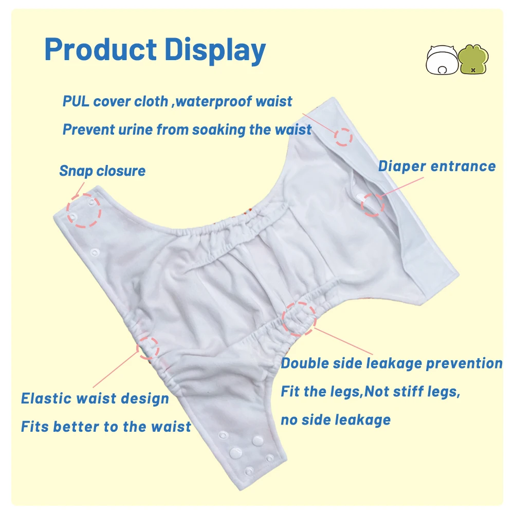 Dotoo Cute Cat Printed Washable Adjustable Double Gusset Square Cloth Nappy For 3-15KG Baby Diaper