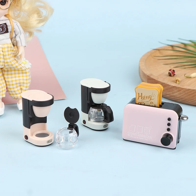 1:12 Dollhouse Koffiezetapparaat Kopje Koffie Pot Pannenkoek Simulatie Keuken Meubels Poppenhuis Miniatuur Accessoires