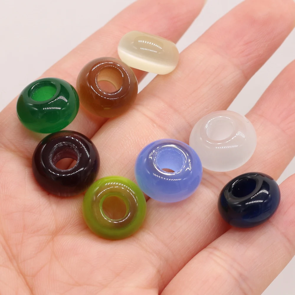 

Colorful Natural Semiprecious Charm Cat's Eye Stone Large Hole Bead Pendant DIY Jewelry Making Necklace Earring Accessories