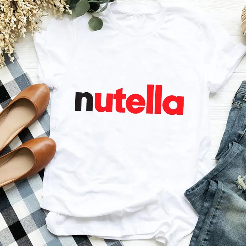 T-shirt Women Nutella Printed Fashion Harajuku Tshirt Girl Casual White Top T Shirt New Summer Female TShirt Clothing