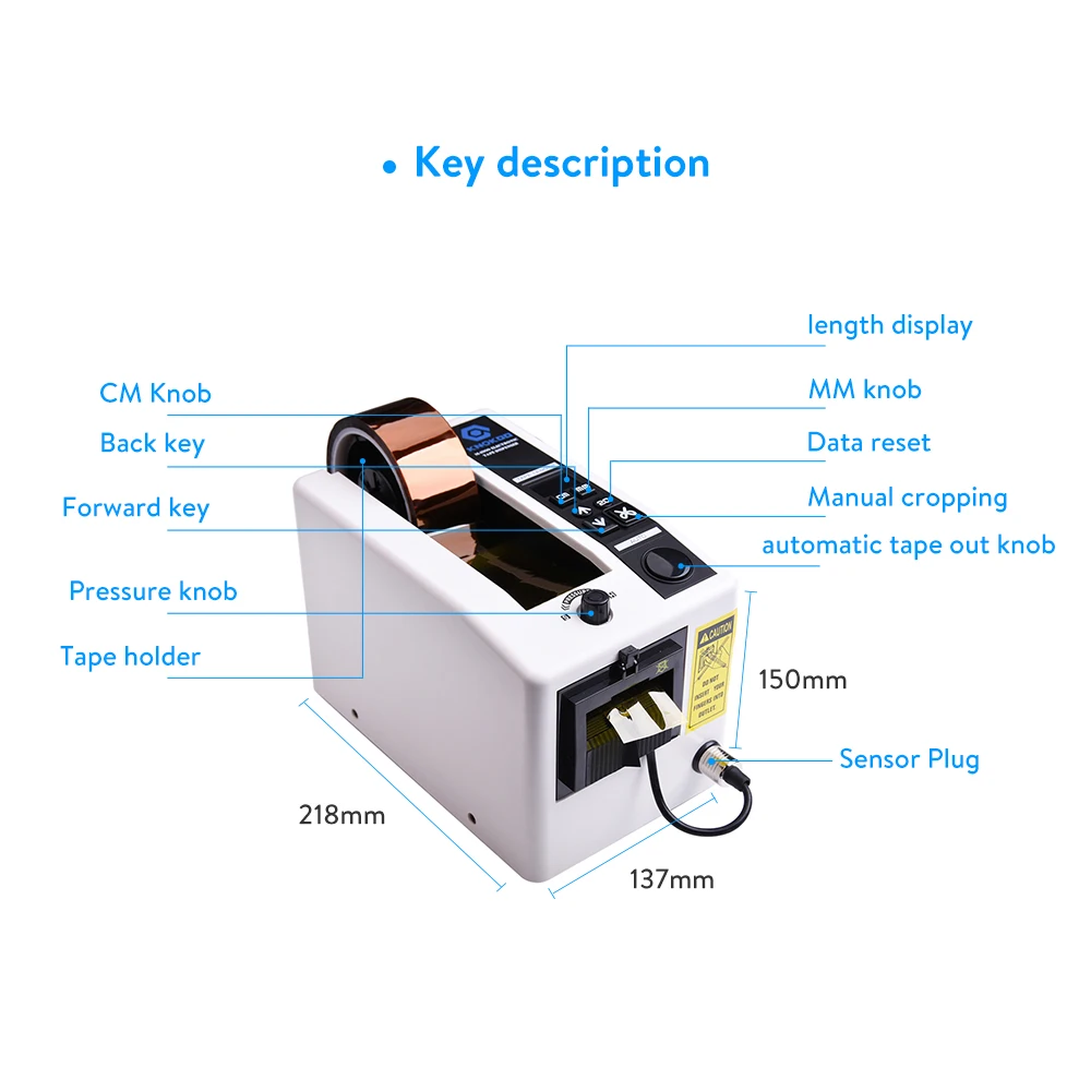 KNOKOO Dispensador De Fita Automática, Máquina De Embalagem, Cortador De Fita com Certificação CE, M1000, 110V, 220V
