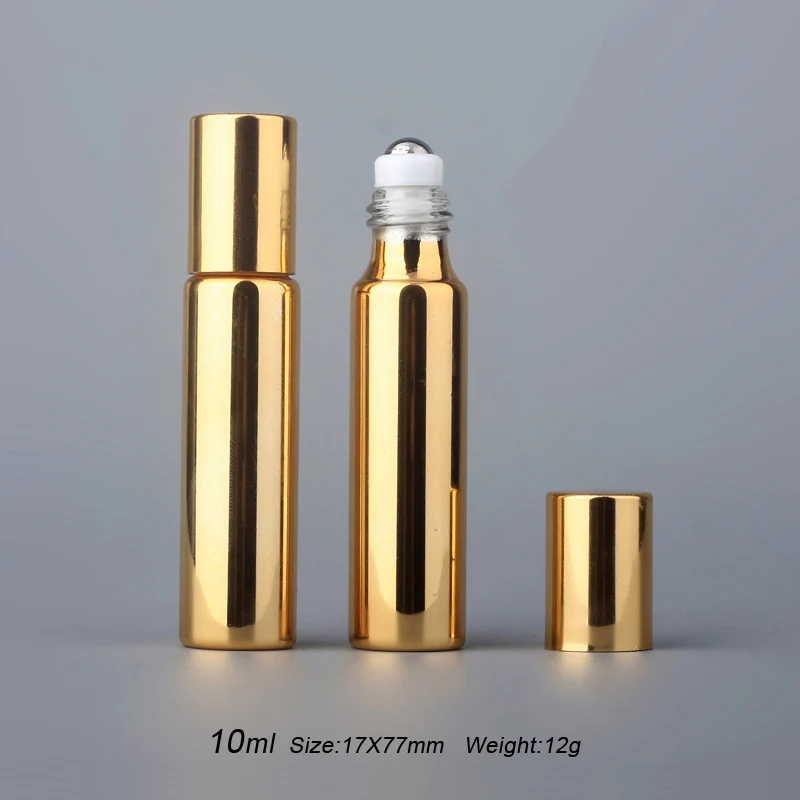 50 Pieces 10ml perfume oil bottles Refillable UV Glass Perfume Bottle With Roll On Empty Essential Oil Vial Steel Roller Bottles