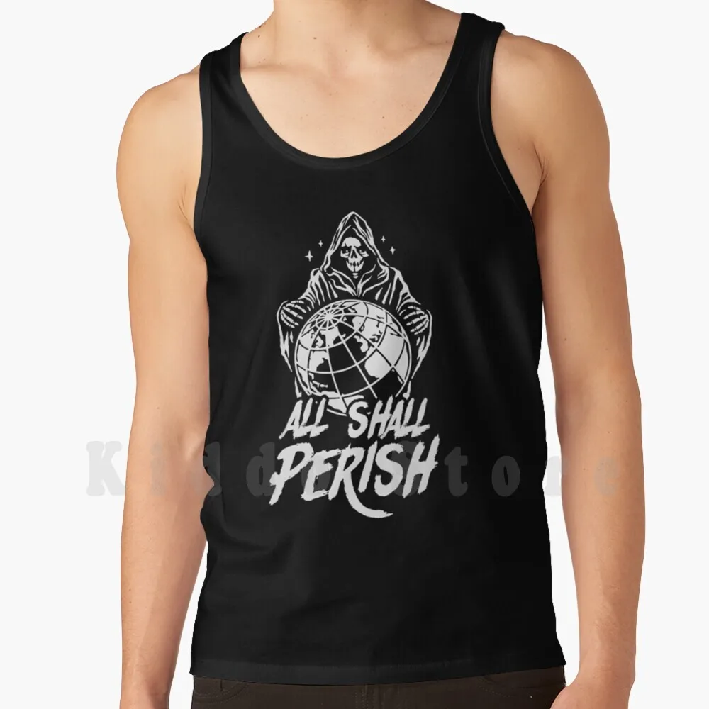 All Shall Perish Skull Gothic Tank Tops Vest Sleeveless Gothic Grunge Wiccan Spiritual Witchy Emo Goth Spooky Satan