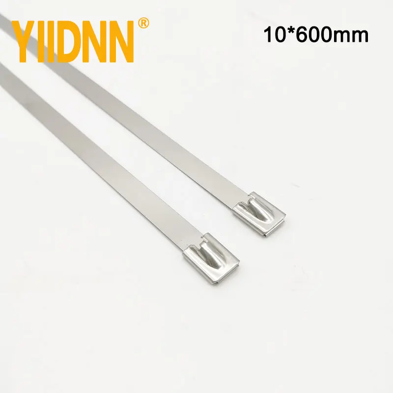 100PCS 201/304/316 Stainless Steel Ball Lock Cable ZIP Ties 10*600mm