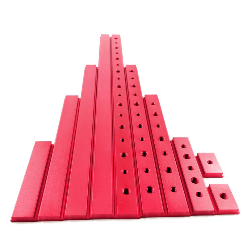 Aluminium M6/M8 T track Slot Slider Schiebe Bar Für 30/45 Typ T-Track Jigs Schraube Slot Verschluss holzbearbeitung Werkzeug Rot – Detail 6