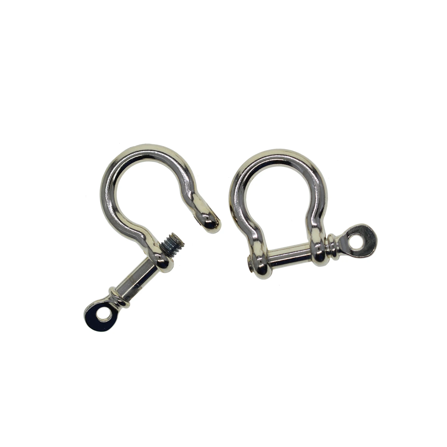 wholesale 50 Silver alloy screw pin lock U hook shackle leather bangle connector joint horse shoe keychain lanyard FOB EDC DIY