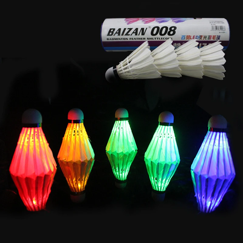 Iluminación de volante para bádminton, accesorios de bola de bádminton para deporte, colorido, nocturno oscuro, 4 Uds.