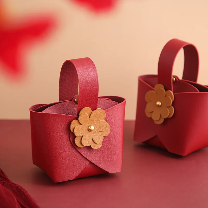 20 PCS Leather Small Flower Bag Can Be Portable Candy Box Creative Wedding Party Supplies Exquisite Small Gift Box