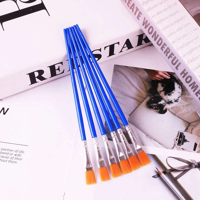 AAY-مجموعة فرش نايلون للأطفال ، شعر مسطح ، ألوان مائية صغيرة ، مجموعات طلاء ، 50 قطعة