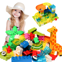 Classic Big Size Building Block DIY Brick Parts Marble Race Run Maze Balls Track Funnel  Toys for Children Kid