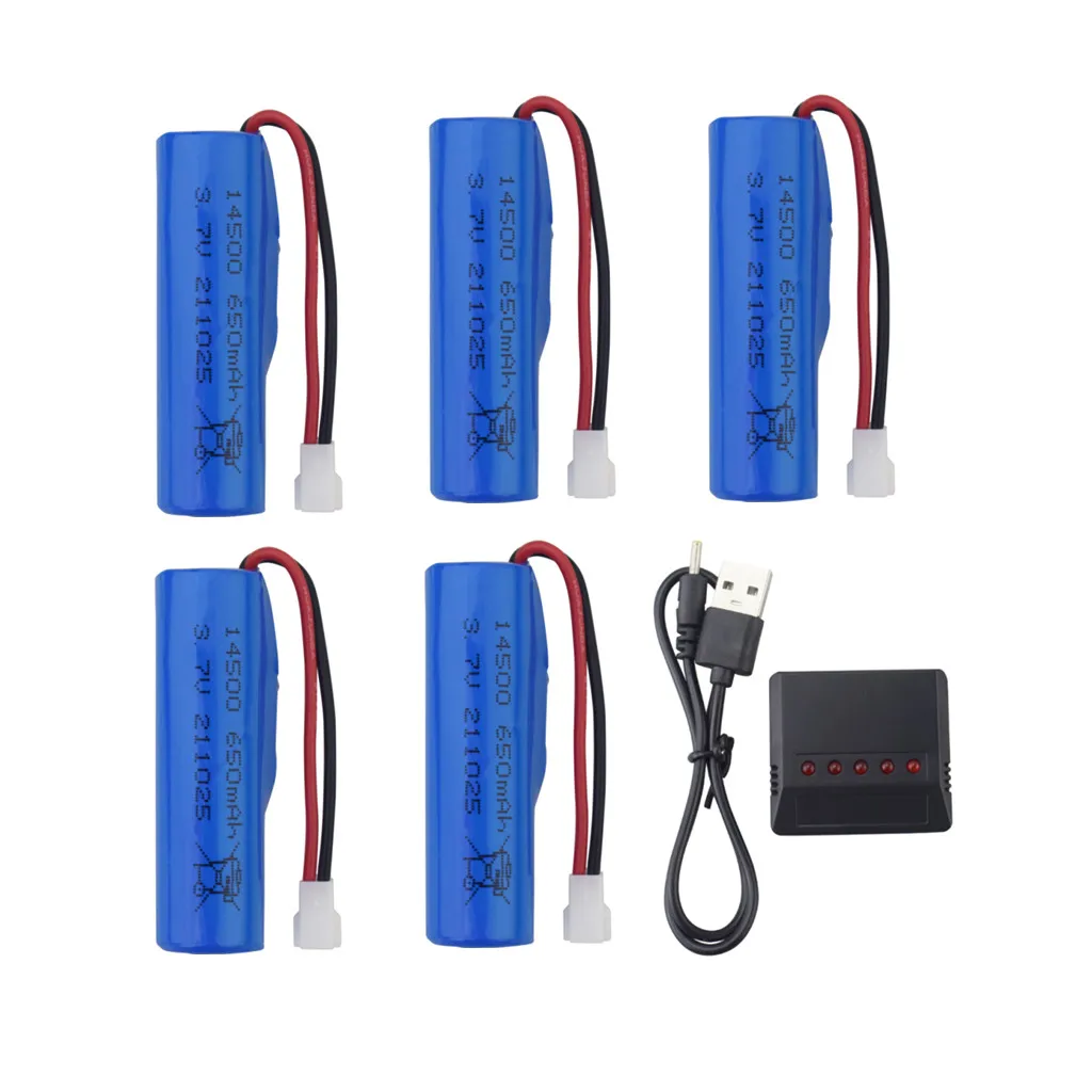 

5PCS 3.7V 650mah lithium battery +5 in 1 charger for SYMA Q9 H126 H131 H118 RH701 RC boat,boat model lithium battery accessories