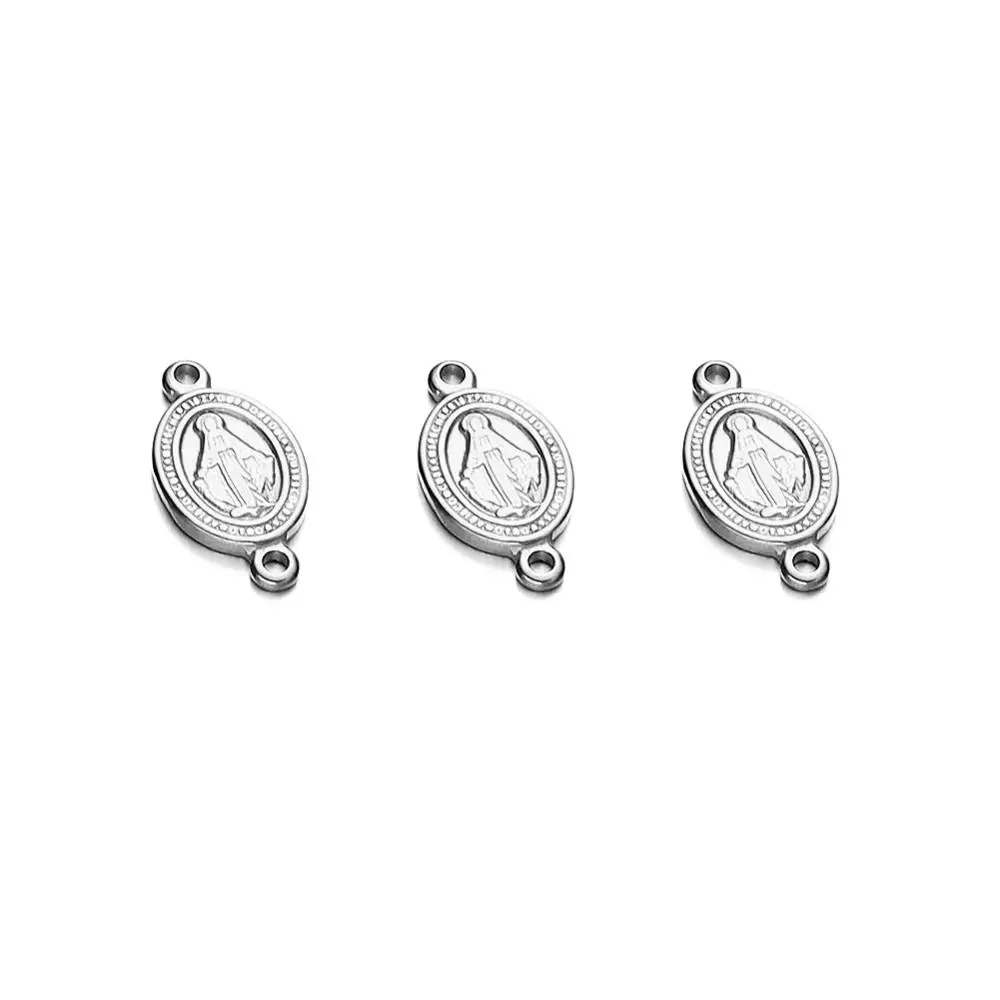 5PCS/lot Stainless Steel Double Hole Virgin Charms Pendant For Jewelry Making DIY Religious Christian Pendants