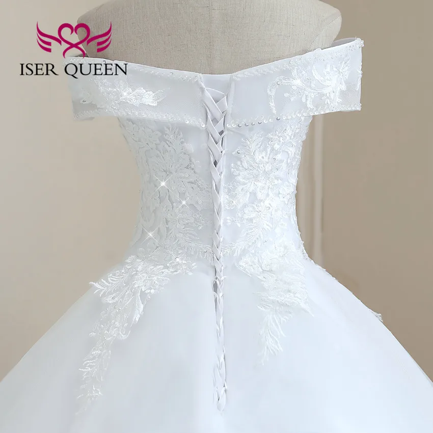 ที่กําหนดเอง V คอลูกไม้ที่สวยงาม Appliques BOHO งานแต่งงานชุดเย็บปักถักร้อยสุทธิสีขาว PLUS ขนาดชุดแต่งงานผู้หญิง WX0267