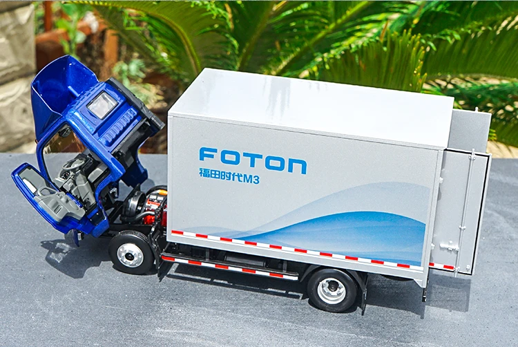 Diecast 1:24 Foton Forland M3 Container Box Truck Model Blue Van Truck Model with Small Gift