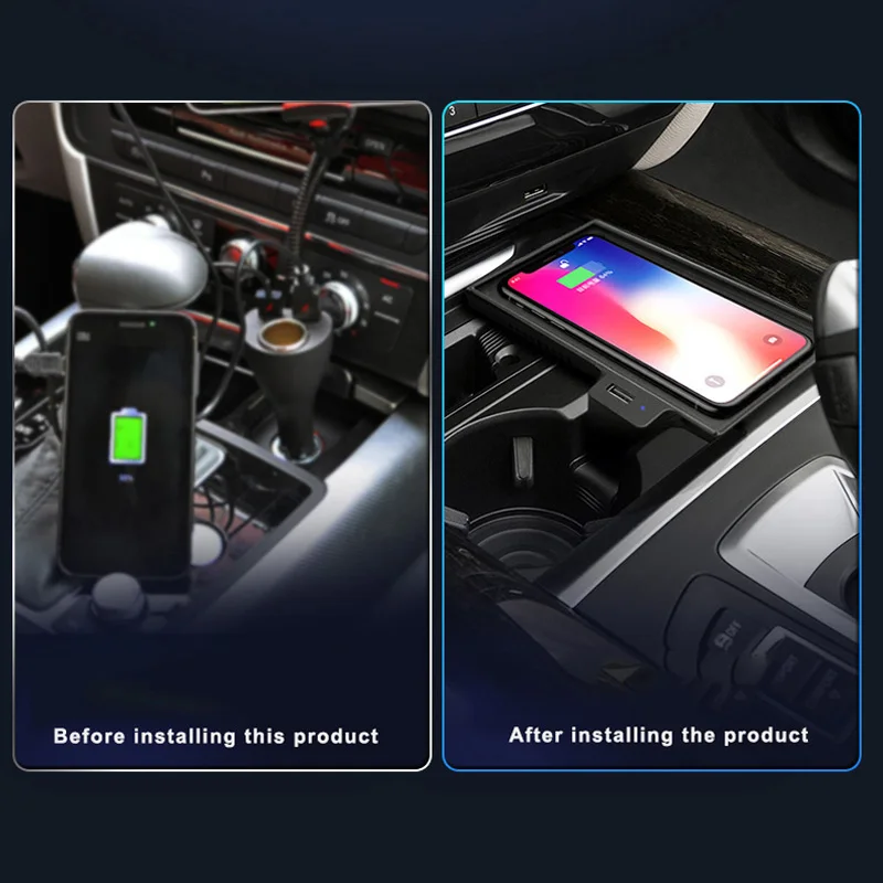 Car USB Wireless Charging Board For BMW X5 X6 2014-2018 F15 F16 Mobile Phone Charging QI F15 F16 Fast Car Charger