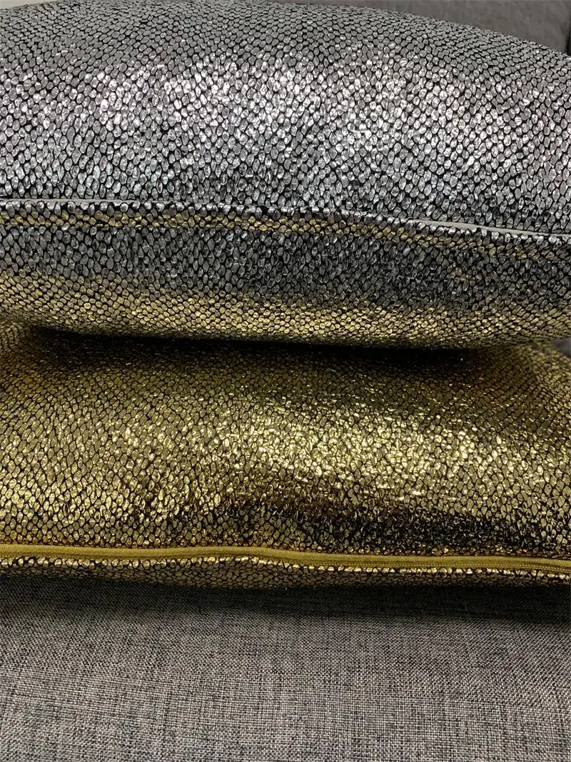 Modern Hot Selling Snake Skin Pattern Silver Gold Foil Printing Stamping Square Cushion Cover Throw Pillow Case