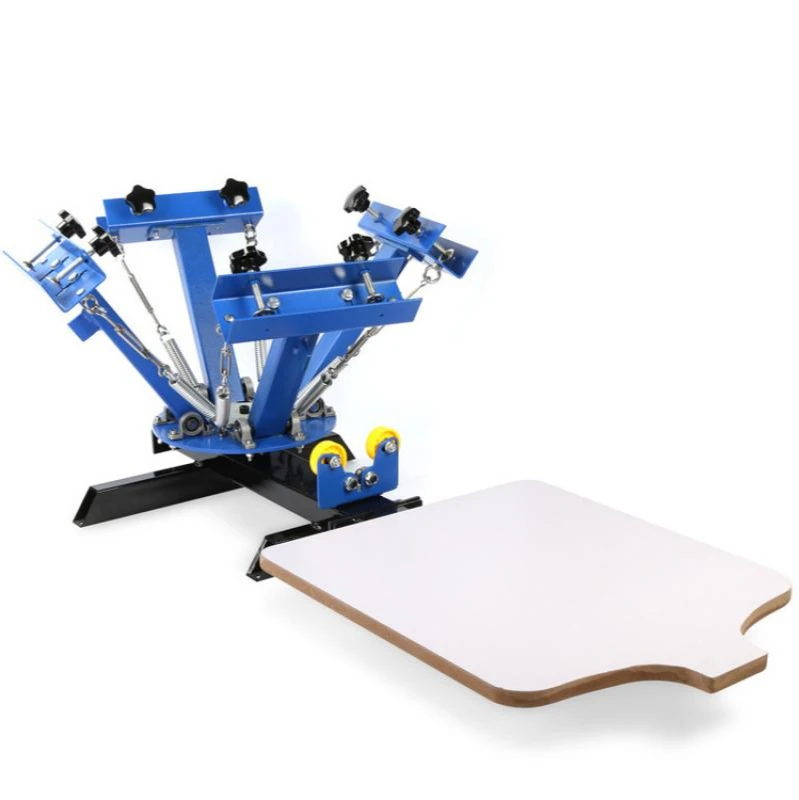 Screen Printing Machine Press 4 Color 1 Station Silk Screen Printing Machine Adjustable Double Spring Devices