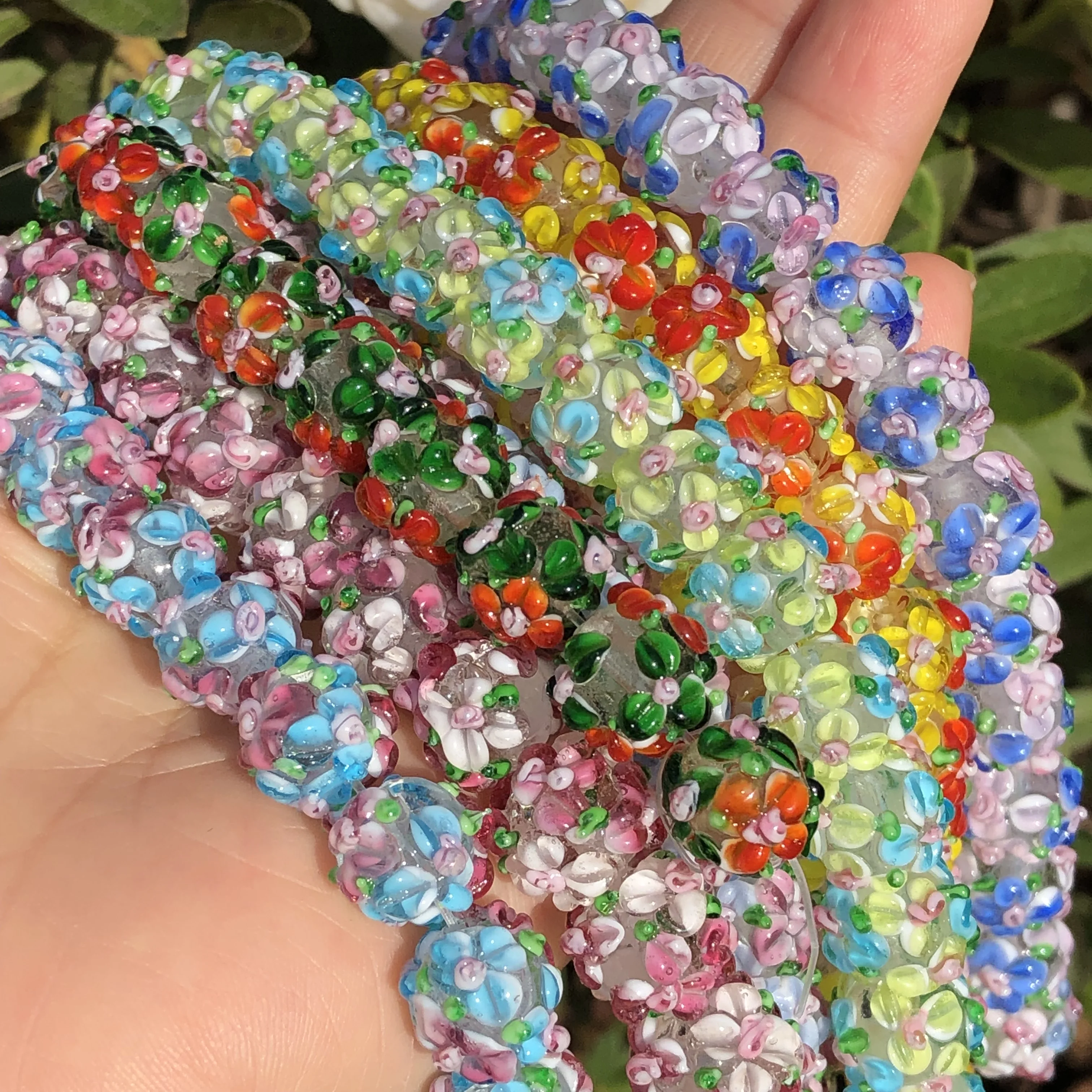 大ムラーノマルチカラーフラワーランプワークガラスルーススペーサービーズjewerly意思diyのブレスレットイヤリングアクセサリー12ミリメートル