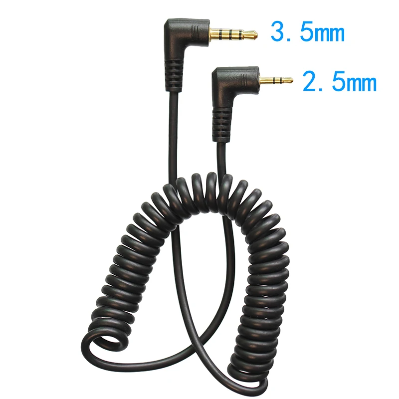 

3.5mm To 2.5mm Male To Male 3 Pole 90 degree Angled Audio Coiled Spiral 40cm