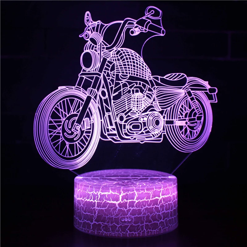 Hologram Illusion 16 Colors Changing Led Night Light Racecar Motorbike Touch Table Lamp Kids Gift Bedroom Living Room Desk Lamp