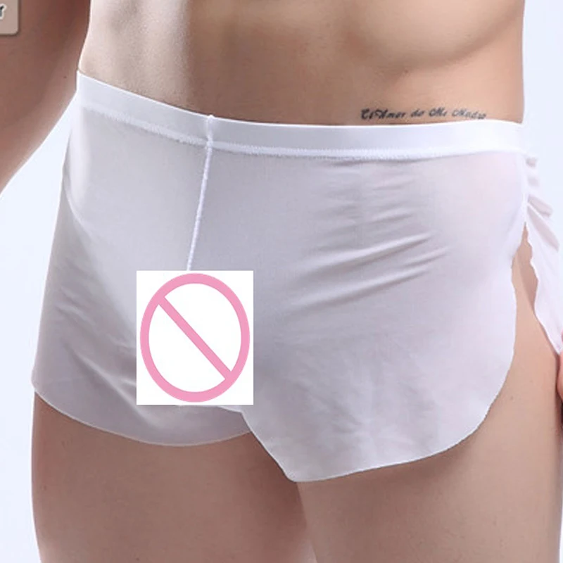 Slip Sexy Underwear Transparent Breathable Ultra Thin for Family Sexy Boxershorts Men Low Rise Loose Panties Summer Underpants