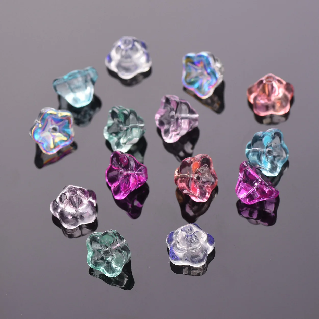 

10pcs 8x6mm Flower Shape Crystal Glass Loose Spacer Beads For Earring Jewelry Making DIY Crafts